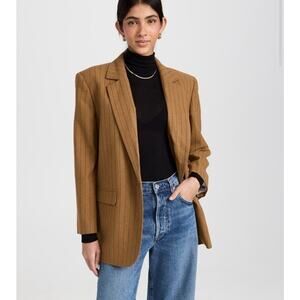 Madewell Pinstripe Oversized Boyfriend Blazer Jacket Camel 2